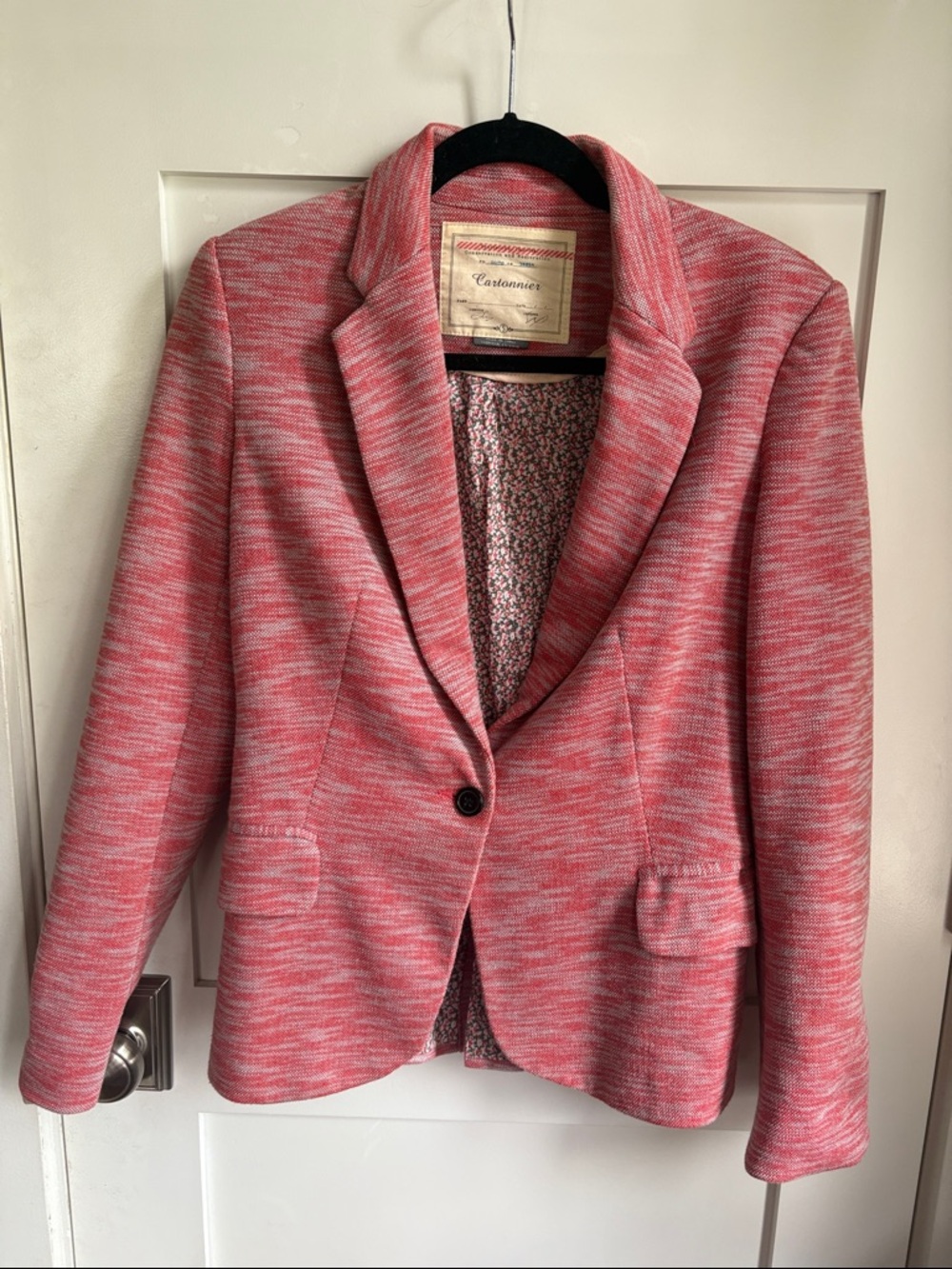 Cartonnier Pink Heathered Knit Blazer - Women's Single-Button Jacket